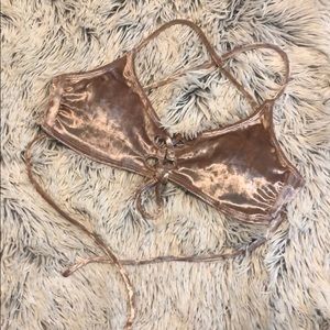 Rose Gold Velvet Bikini Top